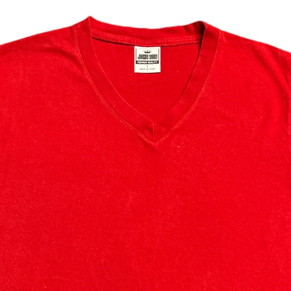 John Son Men V-Neck Short Sleeve Basic T Shirt Size Small Red Cotton - Picture 3 of 5